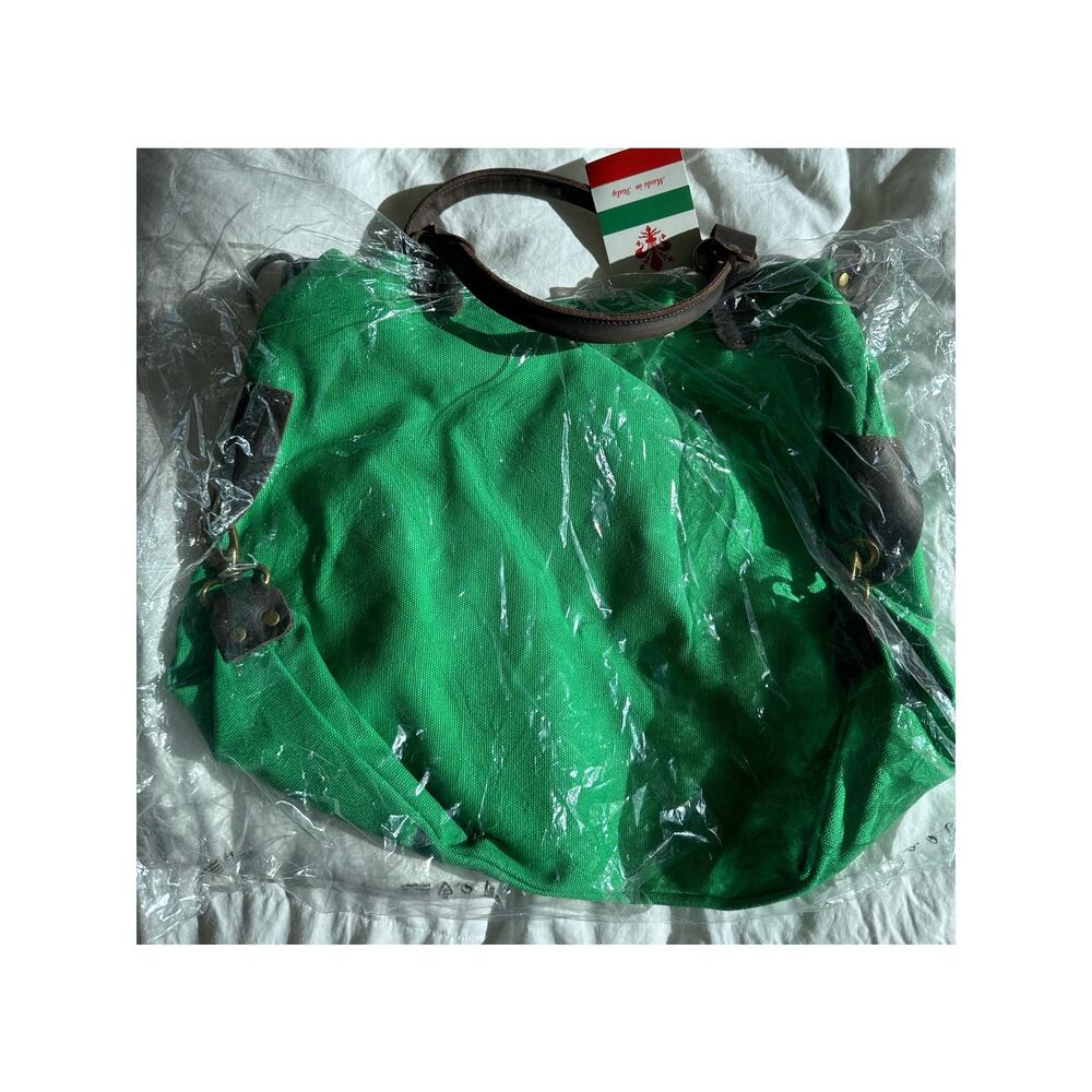 Italian Pavilion Green Vintage Prodotto Artigianle Crossbody Canvas Bag, BNWT - Picture 3 of 9